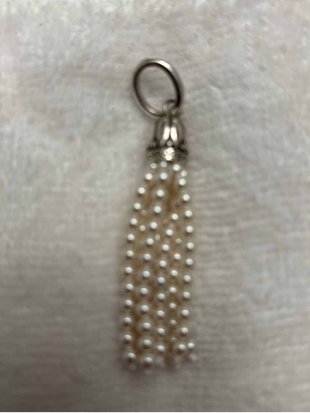 Brighton Tahlia Pearl  Tassel Pendant Necklace Charm - White Glass Pearls